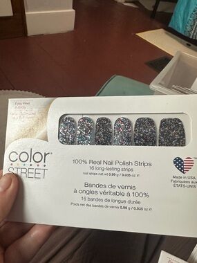 Color Street Broadway Glimmer Silver Multi-Glitter Nail Strips by Color Street